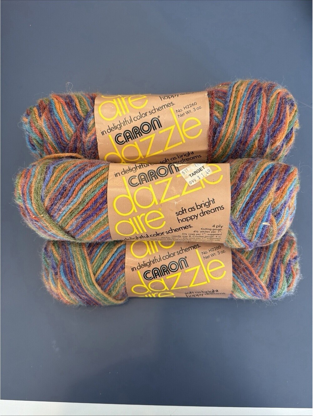 Vtg Caron Dazzle Aire Earthglo Lot Of 5 Skeins  New